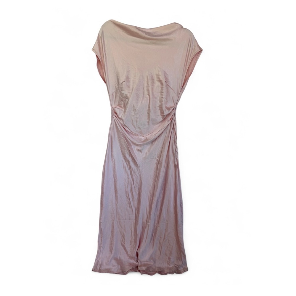 Selfie Leslie Pink Satin Cowl Neck Midi Dress Sleeveless Backless Wedding Guest